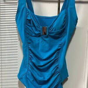Calvin Klein Ruched Front Swimsuit Size -8
